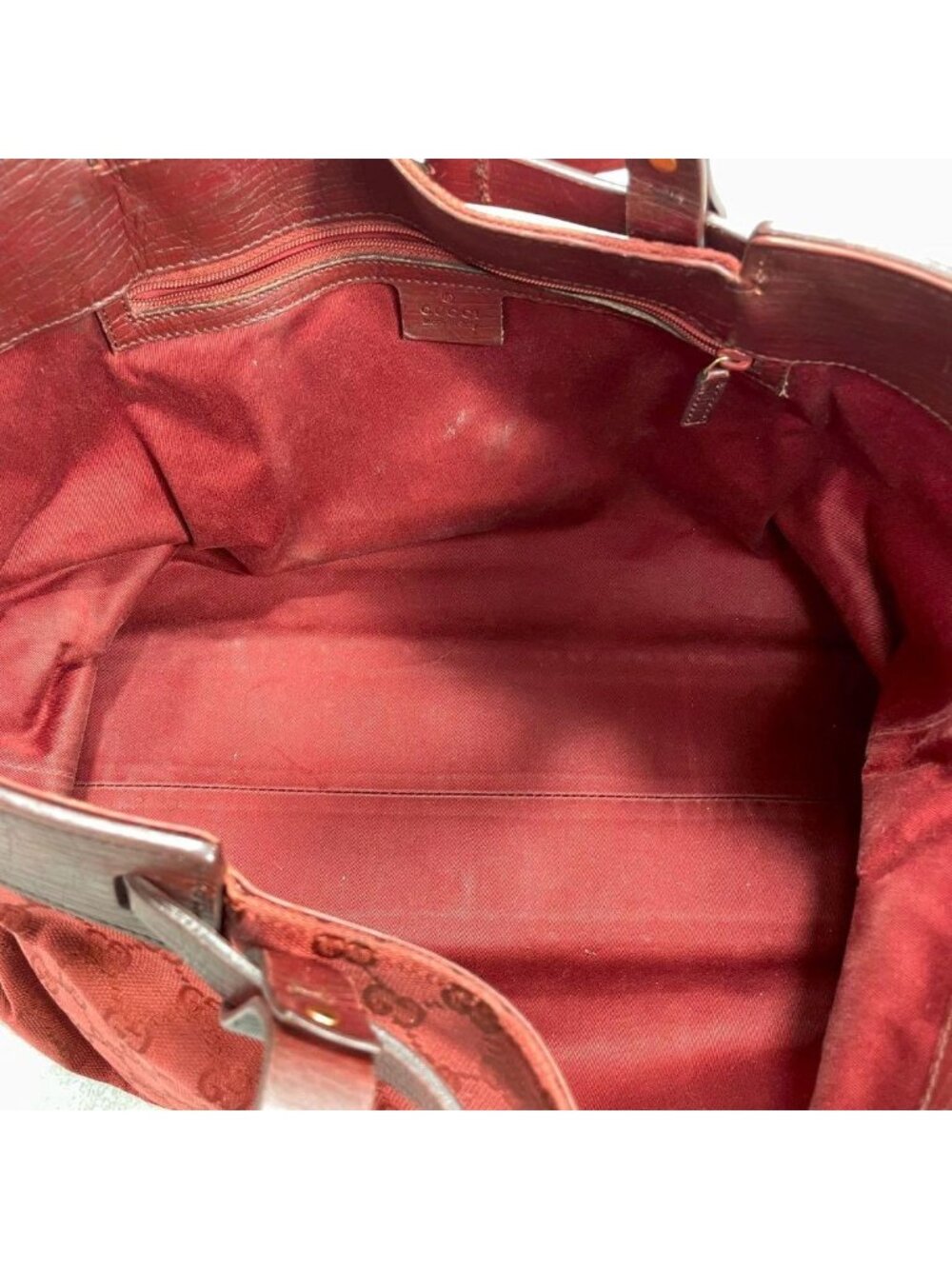 Gucci GG Tote Hand Red Leather Logo - Picture 5 of 10